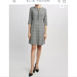 NWT Elie Tahari Plaid Zip Close A-Line Dress Size 4, Retail $325, Business